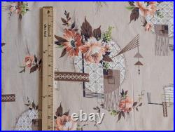 50's Mid Century Floral Atomic Barkcloth Vintage Fabric 8 + Yds 44W Coral Tan 50's Mid Century Floral Atomic Barkcloth Vintage Fabric 8 + Yds 44W Coral Tan