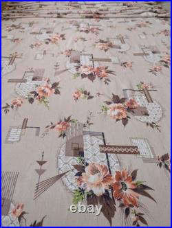 50's Mid Century Floral Atomic Barkcloth Vintage Fabric 8 + Yds 44W Coral Tan 50's Mid Century Floral Atomic Barkcloth Vintage Fabric 8 + Yds 44W Coral Tan