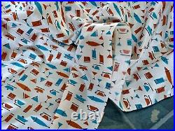 5YDS Mid Century Atomic Fish & Cocktails Vintage Fabric Novelty Barkcloth Era