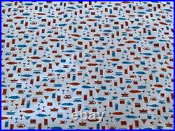 5YDS Mid Century Atomic Fish & Cocktails Vintage Fabric Novelty Barkcloth Era