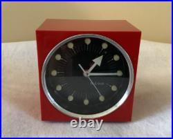 60s BULOVA Wind Up Alarm Clock MCM Atomic Space Age Mod Cube Japan Working
