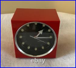60s BULOVA Wind Up Alarm Clock MCM Atomic Space Age Mod Cube Japan Working