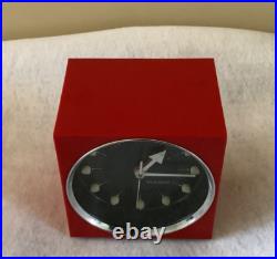60s BULOVA Wind Up Alarm Clock MCM Atomic Space Age Mod Cube Japan Working