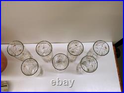 7x Mid-Century Atomic Starburst Collins Glasses Libbey Tumbler 7