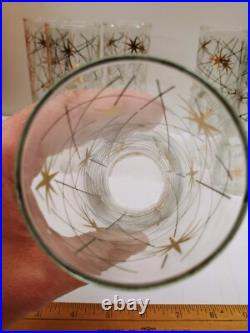 7x Mid-Century Atomic Starburst Collins Glasses Libbey Tumbler 7