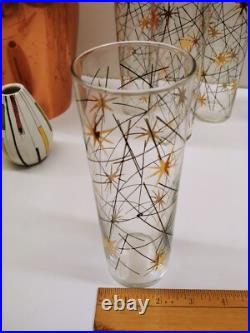 7x Mid-Century Atomic Starburst Collins Glasses Libbey Tumbler 7