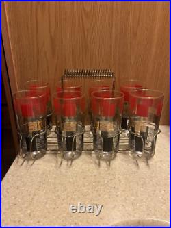 8 Vintage Mid Century Modern MCM ATOMIC Space Age Cocktail Glasses Cup Wire Rack 8 Vintage Mid Century Modern MCM ATOMIC Space Age Cocktail Glasses Cup Wire Rack