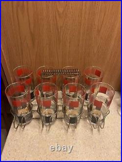 8 Vintage Mid Century Modern MCM ATOMIC Space Age Cocktail Glasses Cup Wire Rack 8 Vintage Mid Century Modern MCM ATOMIC Space Age Cocktail Glasses Cup Wire Rack