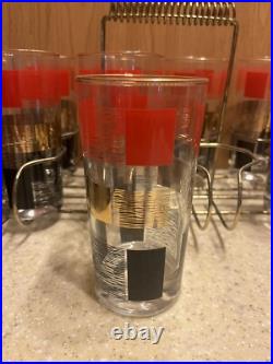 8 Vintage Mid Century Modern MCM ATOMIC Space Age Cocktail Glasses Cup Wire Rack 8 Vintage Mid Century Modern MCM ATOMIC Space Age Cocktail Glasses Cup Wire Rack