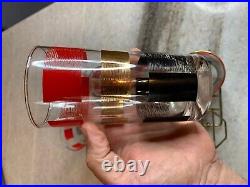 8 Vintage Mid Century Modern MCM ATOMIC Space Age Cocktail Glasses Cup Wire Rack