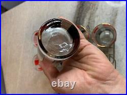 8 Vintage Mid Century Modern MCM ATOMIC Space Age Cocktail Glasses Cup Wire Rack