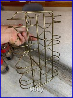 8 Vintage Mid Century Modern MCM ATOMIC Space Age Cocktail Glasses Cup Wire Rack