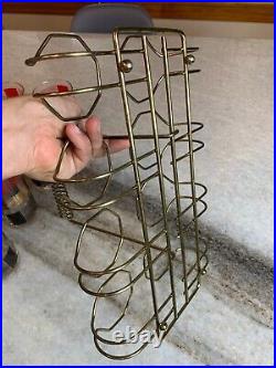 8 Vintage Mid Century Modern MCM ATOMIC Space Age Cocktail Glasses Cup Wire Rack