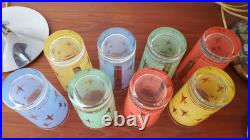 8 Vtg Atomic North Star Drinking Glasses Gold Mid-century Retro Cocktail Barware