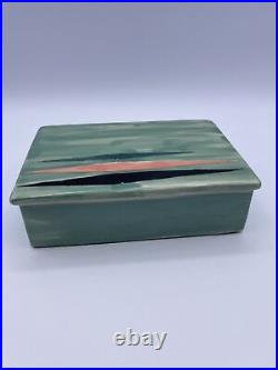 Art Pottery Box Mid Century Modern Atomic Turquoise B De Valois 1957 Vintage MCM