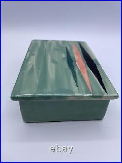 Art Pottery Box Mid Century Modern Atomic Turquoise B De Valois 1957 Vintage MCM