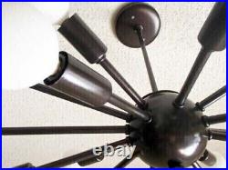 Atomic 16 Arms Sputnik Ceiling Light Chandelier Mid Century Modern Glossy Black