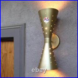 Atomic 50's 60's Style Mid century Modern Bow Tie Dual Cone Wall Sconce Lamp