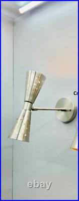 Atomic 50's 60's Style mid-Century Modern Bow tie Dual Cone Wall Sconce 2 Pair