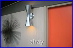 Atomic 60's style Mid Century Modern Bow Tie Dual Cone Wall Sconce Light Chrome