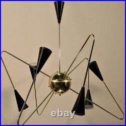 Atomic Black Cone Sputnik Chandelier Mid-Century Modern Starburst Light Atomic Black Cone Sputnik Chandelier Mid-Century Modern Starburst Light