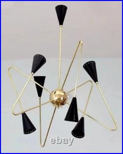 Atomic Black Cone Sputnik Chandelier Mid-Century Modern Starburst Light Atomic Black Cone Sputnik Chandelier Mid-Century Modern Starburst Light