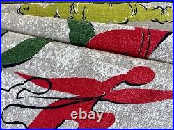 Atomic ICONIC 1950s Mid Century CLOUD CHASERS Abstract Barkcloth Vintage Fabric