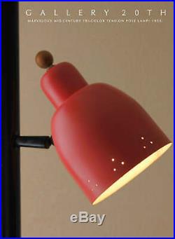 Atomic Lightolier MID Century 3-color Tension Pole Lamp! Vtg Modern 50's Wormley