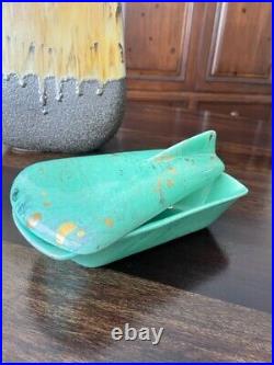 Atomic Mid Century Starburst Pattern-Shark Shaped Candy/Jewelry Dish with Lid f