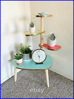 Atomic Plant Stand Mid Century Side Table Formica End Table Vintage 50s 60s