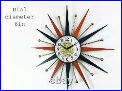 Atomic Starburst Wall Clock 22 George Nelson Mid Century Modern Retro Decor