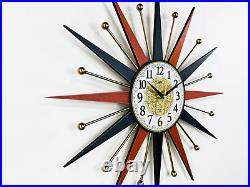 Atomic Starburst Wall Clock 22 George Nelson Mid Century Modern Retro Decor