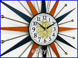Atomic Starburst Wall Clock 22 George Nelson Mid Century Modern Retro Decor