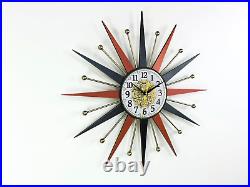 Atomic Starburst Wall Clock 22 George Nelson Mid Century Modern Retro Decor