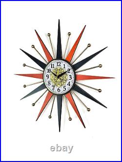 Atomic Starburst Wall Clock 22 George Nelson Mid Century Modern Retro Decor