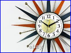 Atomic Starburst Wall Clock 22 George Nelson Mid Century Modern Retro Decor