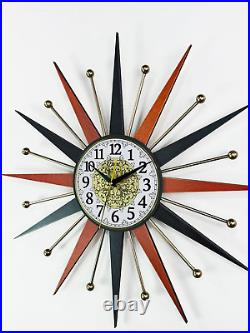 Atomic Starburst Wall Clock 22 George Nelson Mid Century Modern Retro Decor