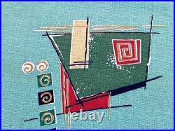 Atomic on Minty Green Mid Century Miami Lifeguard Stand Barkcloth Vintage Fabric