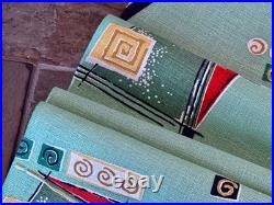 Atomic on Minty Green Mid Century Miami Lifeguard Stand Barkcloth Vintage Fabric