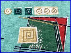 Atomic on Minty Green Mid Century Miami Lifeguard Stand Barkcloth Vintage Fabric