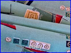 Atomic on Minty Green Mid Century Miami Lifeguard Stand Barkcloth Vintage Fabric