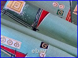 Atomic on Minty Green Mid Century Miami Lifeguard Stand Barkcloth Vintage Fabric