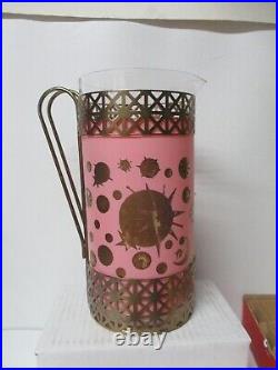 Awesome Federal Glass Mid-Century Pink Atomic & 22-Karat Gold Star Pitcher