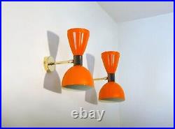 Beautiful Atomic 50's 60's Style Mid century Modern Bow Dual Cone Wall Scone