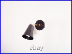 Brass Extended Cone Wall Sconce Mid Century Atomic Swivel Shade Bedroom