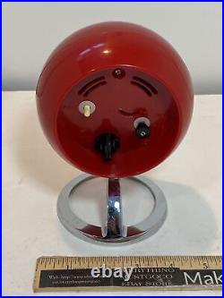 Bulova Retro Red MID Century Modern MCM Atomic Age Wind Up Pedestal Alarm Clock