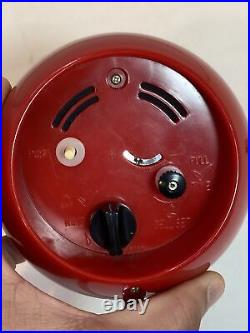 Bulova Retro Red MID Century Modern MCM Atomic Age Wind Up Pedestal Alarm Clock