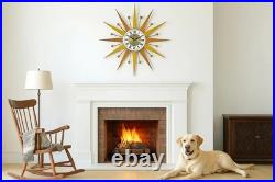 Burnt Orange Yellow Atomic Wall Clock Starburst Clock George Nelson Style 1970