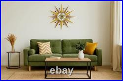 Burnt Orange Yellow Atomic Wall Clock Starburst Clock George Nelson Style 1970