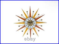 Burnt Orange Yellow Atomic Wall Clock Starburst Clock George Nelson Style 1970